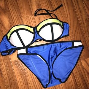 ZAFUL blue, neon yellow, and white bikini